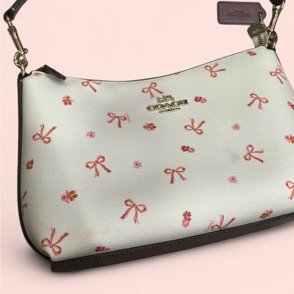 Coach Cream Pink Bow Floral Purse - Picture 2 of 7
